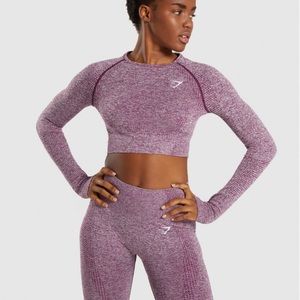 NWT Gymshark NEW vital seamless long sleeve crop small Deep Magenta marl